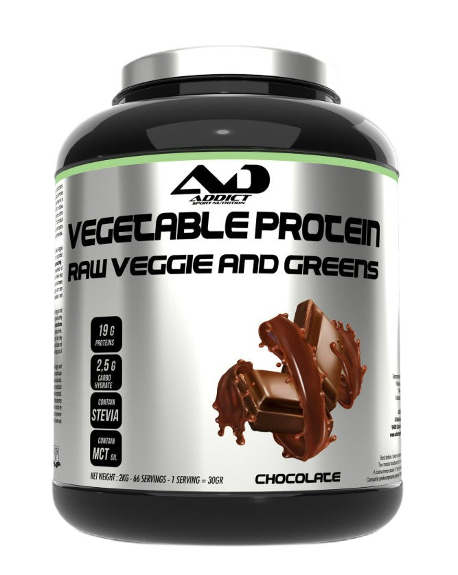 Addict Sport Nutrition dārzeņu proteīna pulveris, zaļie dārzeņi un lapu dārzeņi, šokolāde - 2000 g