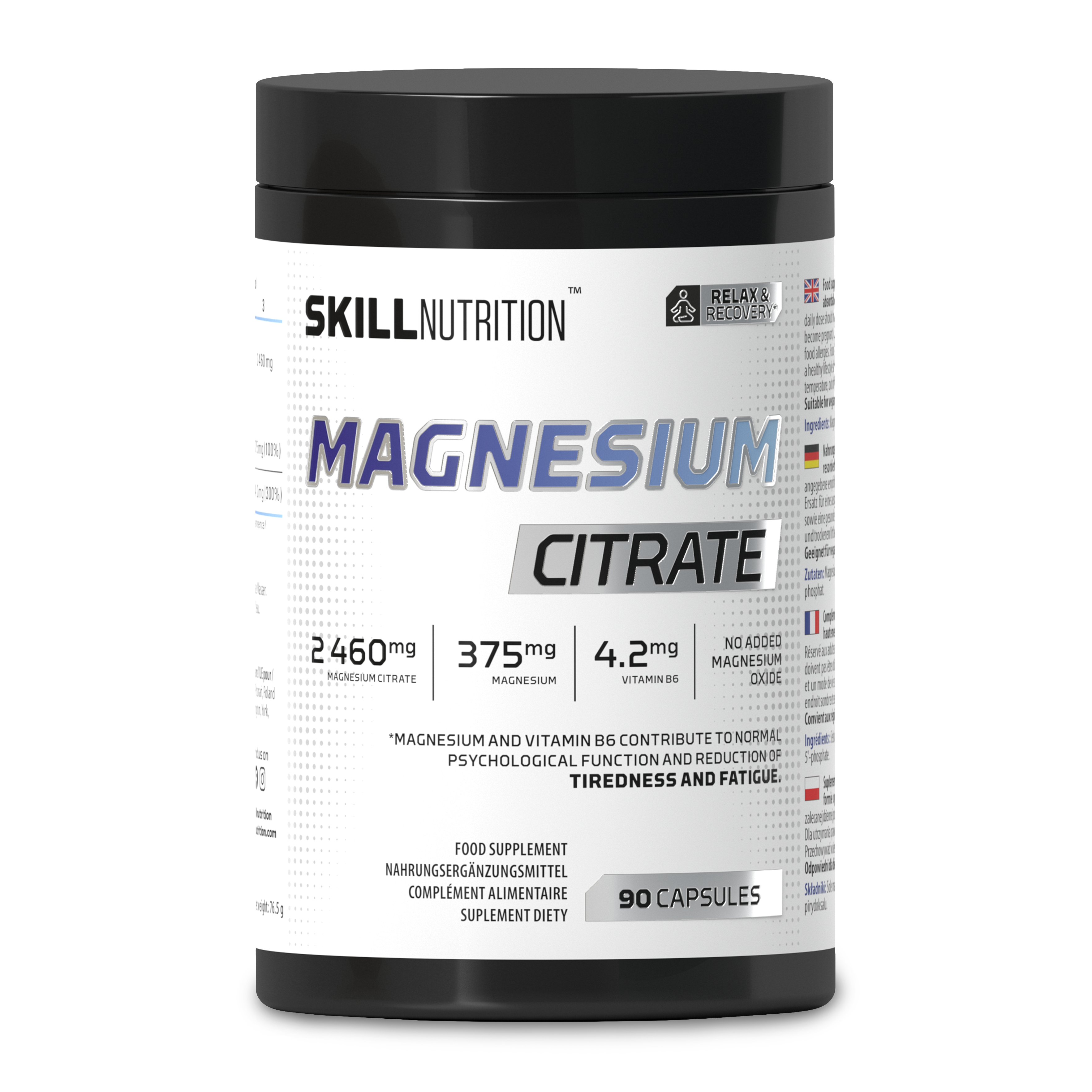 Skill Nutrition magnija citrāts – 90 kapsulas