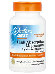 Doctor's Best augstas uzsūkšanās magnijs, 105 mg – 120 kapsulas