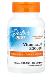 Doctor's Best Doctor's Best D3 vitamīns, 2000 IU – 180 želejas kapsulas