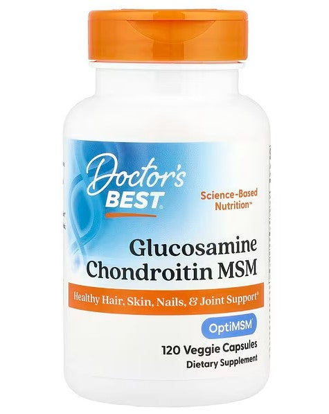 Doctor's Best glikozamīns, hondroitīns, MSM ar OptiMSM – 120 kapsulas