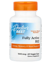 Doctor's Best pilnībā aktīvs B12 vitamīns, 1500 mcg – 60 kapsulas