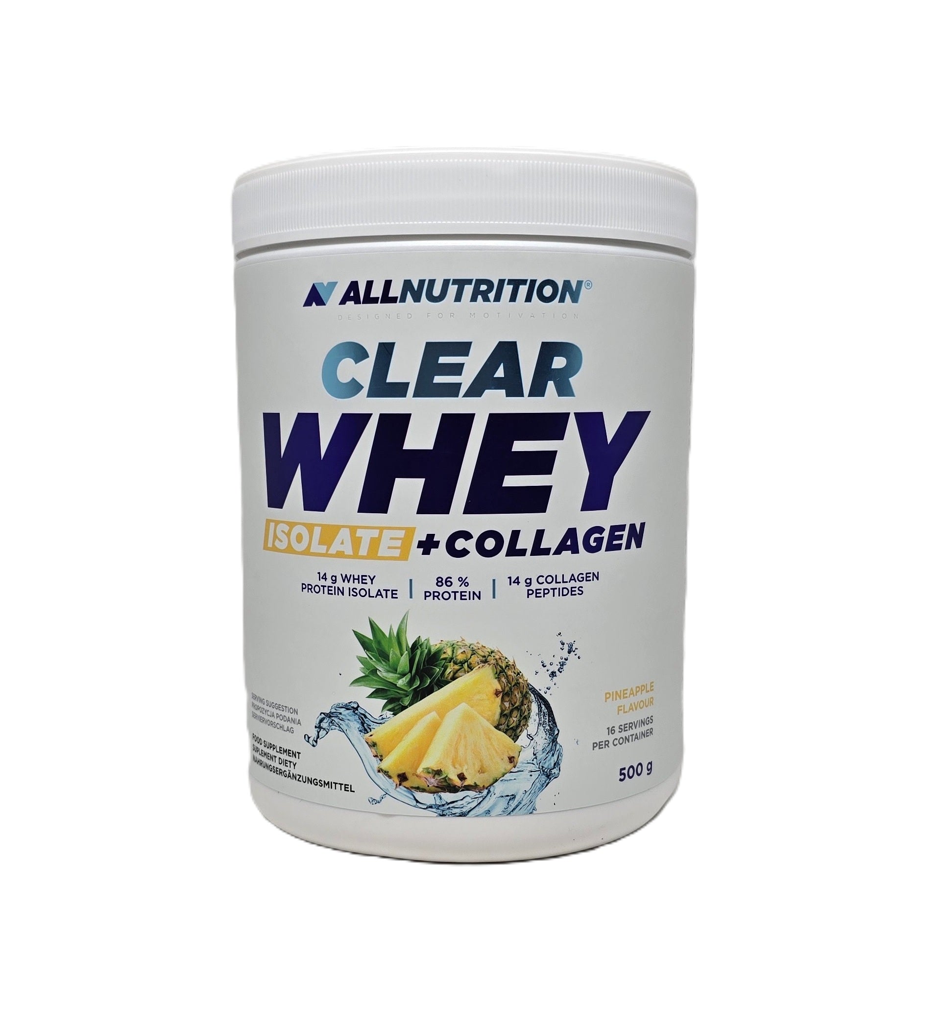 Allnutrition Clear Whey Isolate + kolagēns, ananāsu garša – 500 g