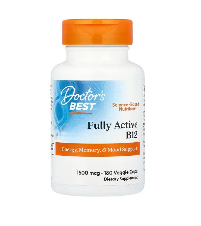 Doctor's Best pilnībā aktīvs vitamīns B12, 1500 mcg – 180 kapsulas