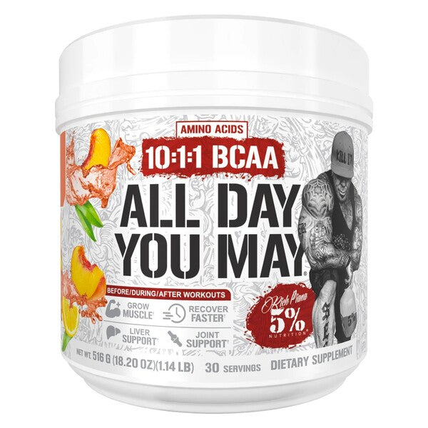 5% Nutrition uzturvielas AllDayYouMay – leģendārās sērijas persiku tēja – 516 g