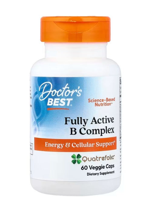 Doctor's Best pilnībā aktīvs B komplekss ar Quatrefolic — 60 kapsulas