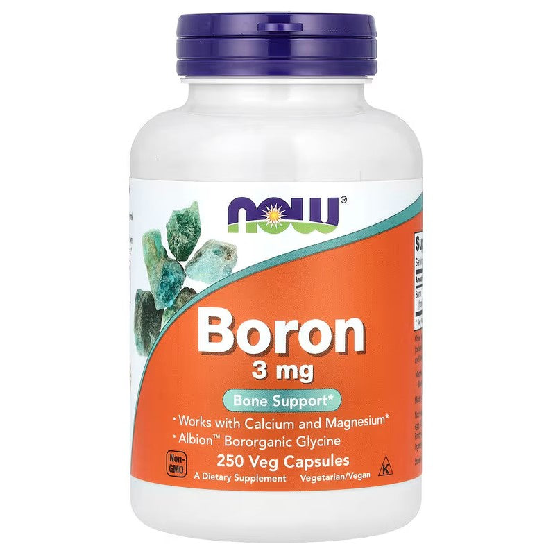 NOW Foods bors, 3 mg – 250 kapsulas