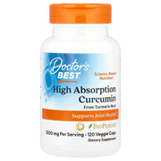 Doctor's Best augstas absorbcijas kurkumīns no kurkumas saknes ar C3 kompleksu un bioperīnu, 1000 mg - 120 kapsulas