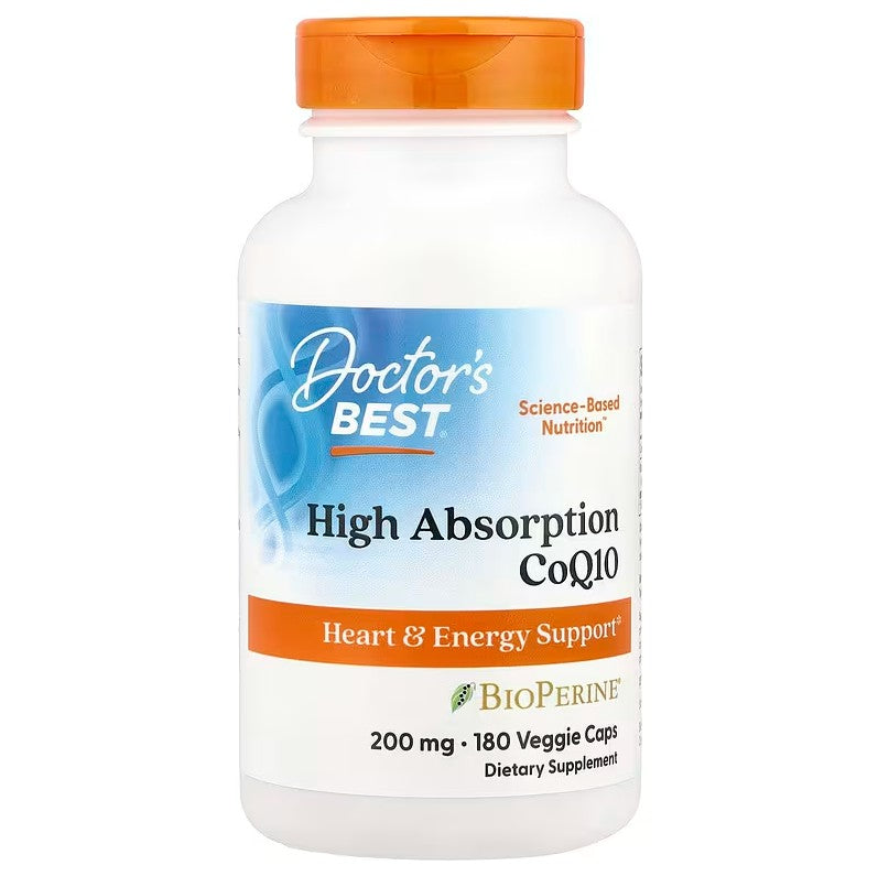 Doctor's Best augsta uzsūkšanās koenzīms Q10 ar BioPerine, 200 mg – 180 kapsulas