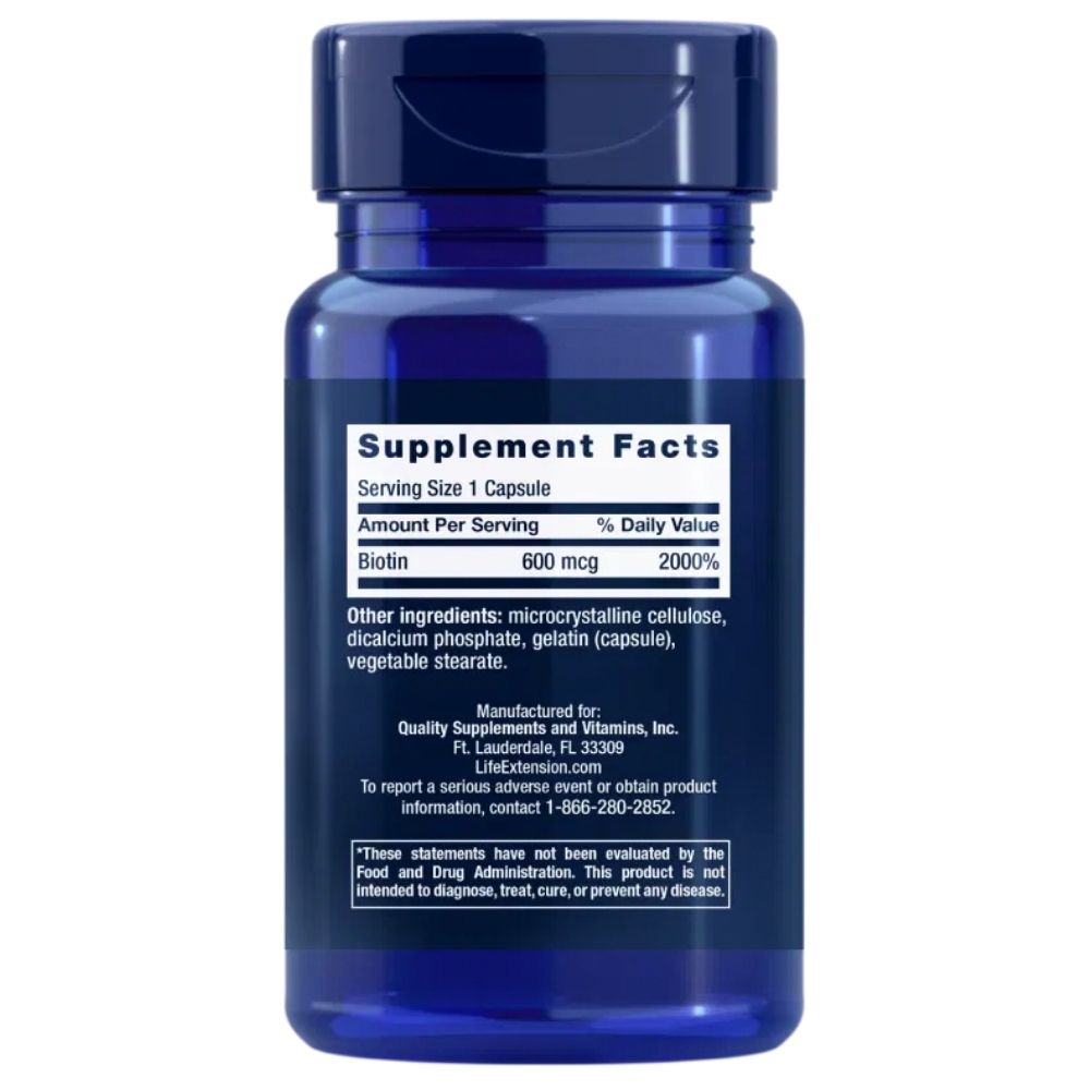 "Life Extension" biotīns 600 mg - 100 kapsulas