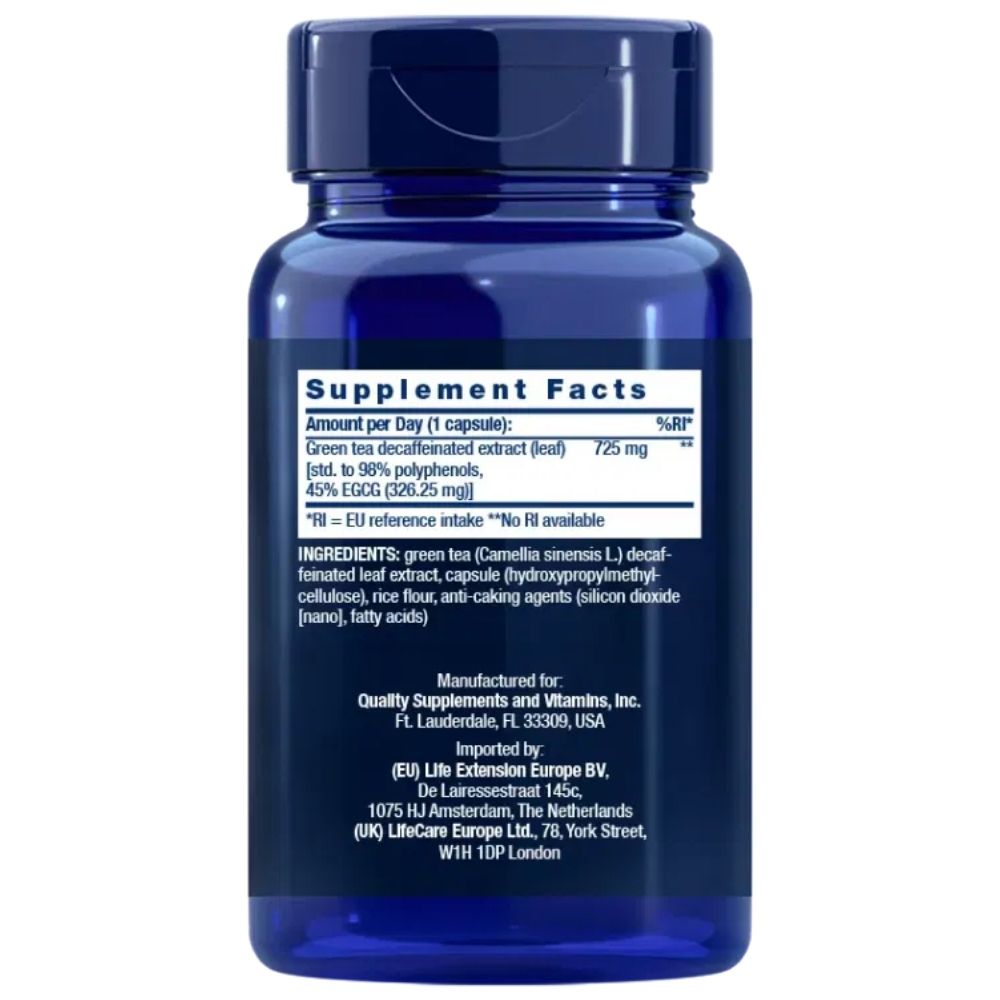 LIFE EXTENSION zaļās tējas ekstrakts 725 mg – 100 kapsulas