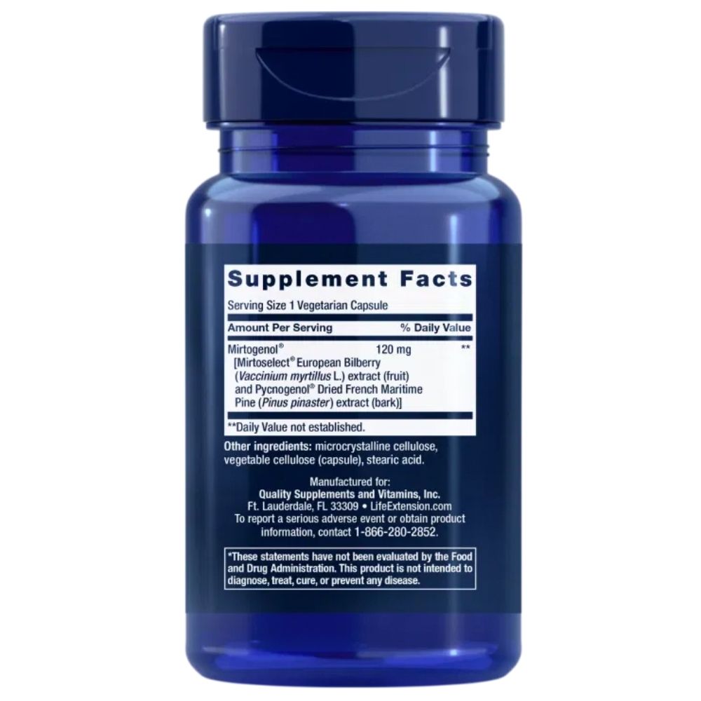 LIFE EXTENSION Acu spiediena atbalsts ar Mirtogenol® — 30 kapsulas