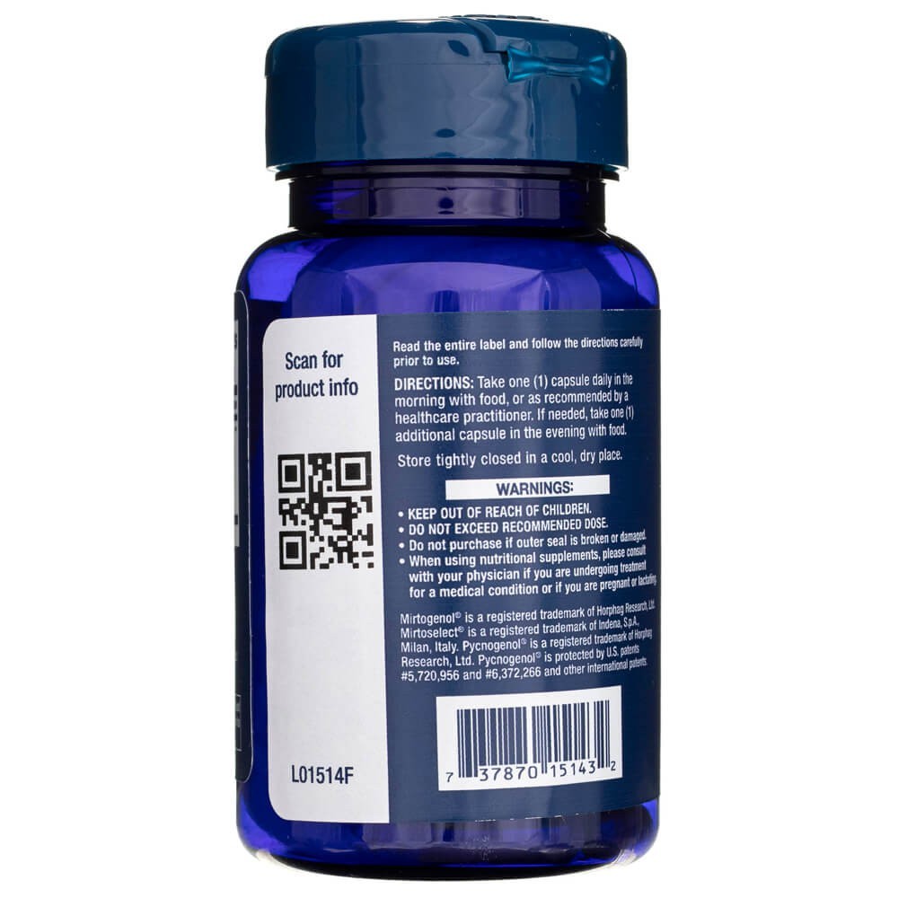LIFE EXTENSION Acu spiediena atbalsts ar Mirtogenol® — 30 kapsulas