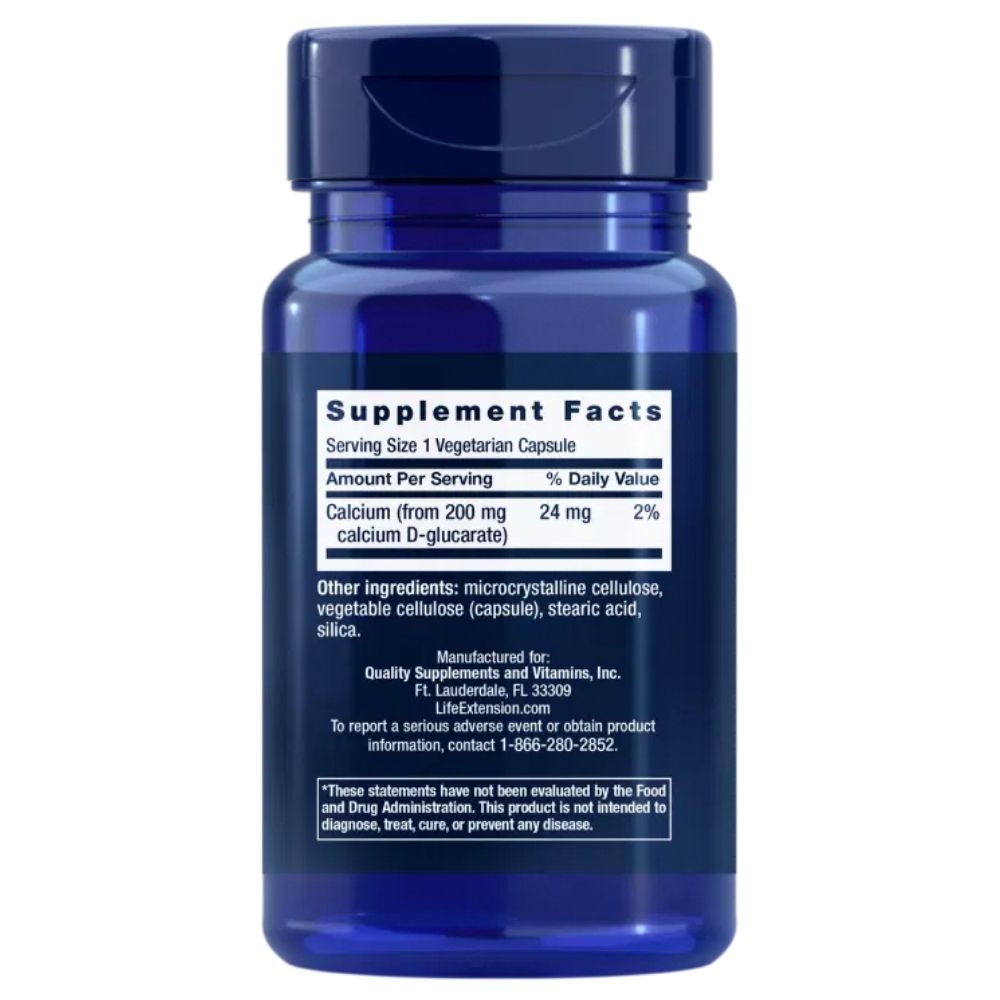 LIFE EXTENSION kalcija D-glukarāts 200 mg - 60 kapsulas