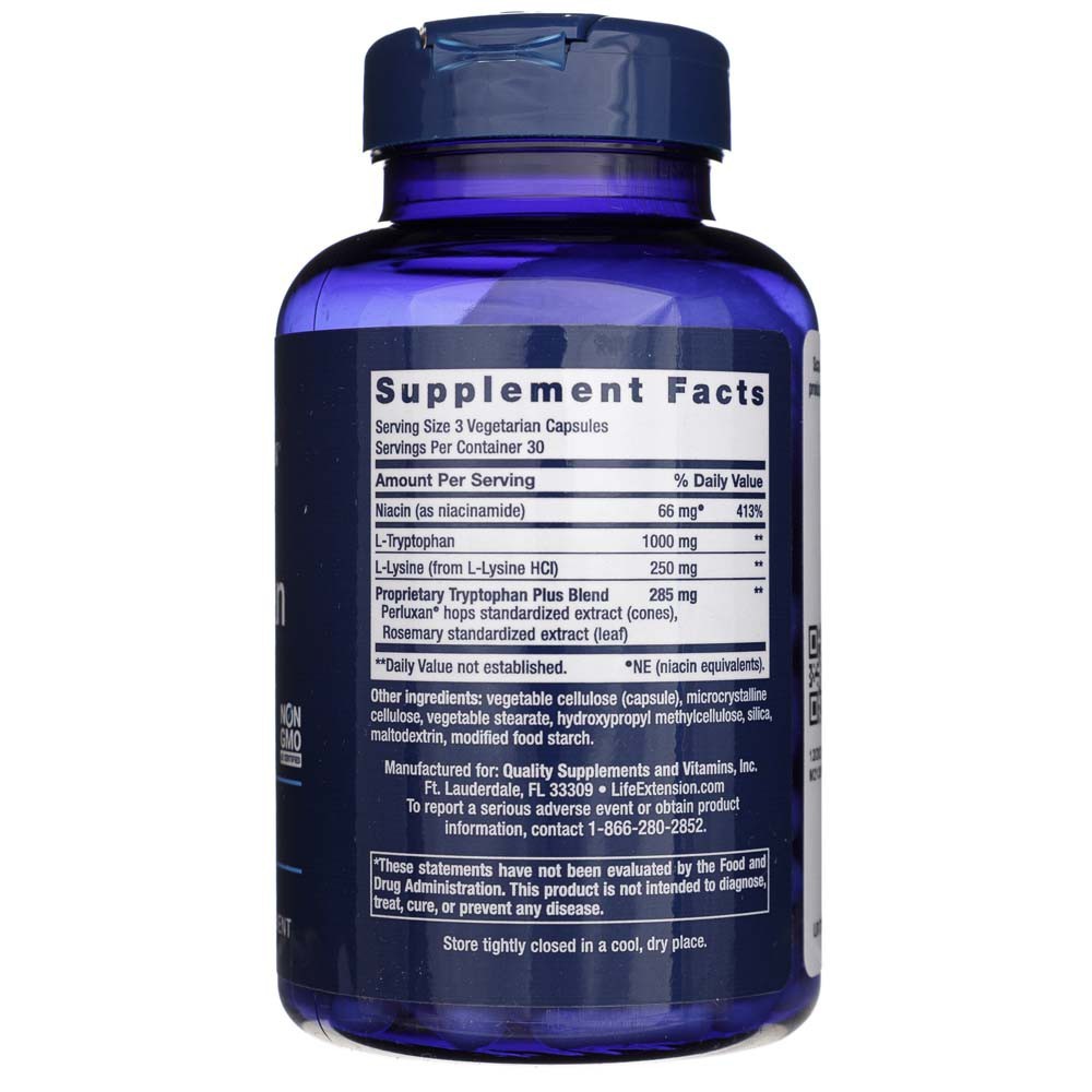 LIFE EXTENSION optimizēts triptofāns plus – 90 kapsulas