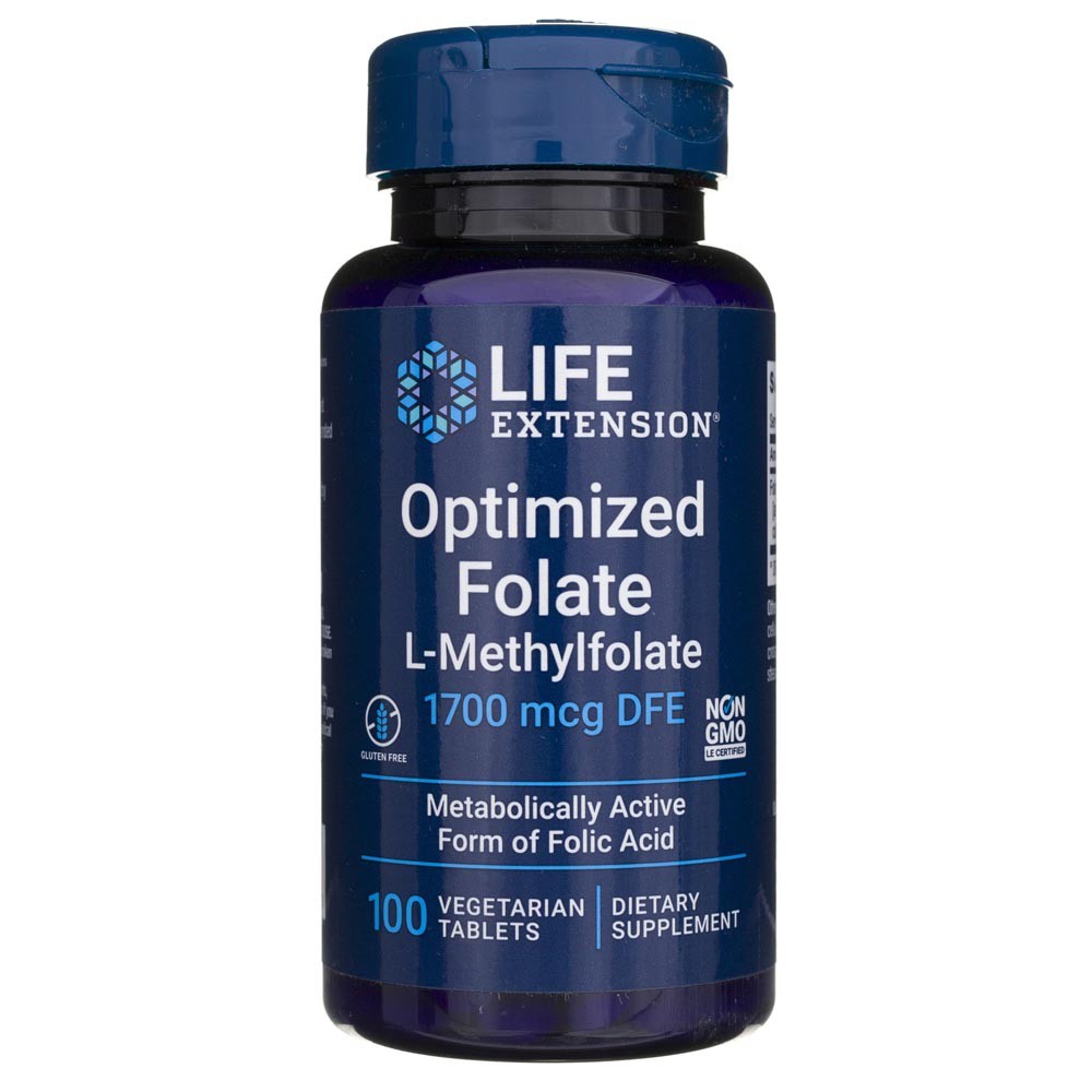 LIFE EXTENSION optimizētais folāts 1700 mkg – 100 tabletes