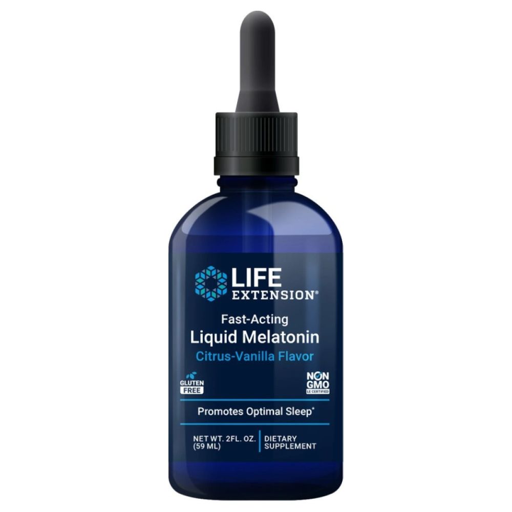 LIFE EXTENSION ātras iedarbības šķidrais melatonīns – 59 ml