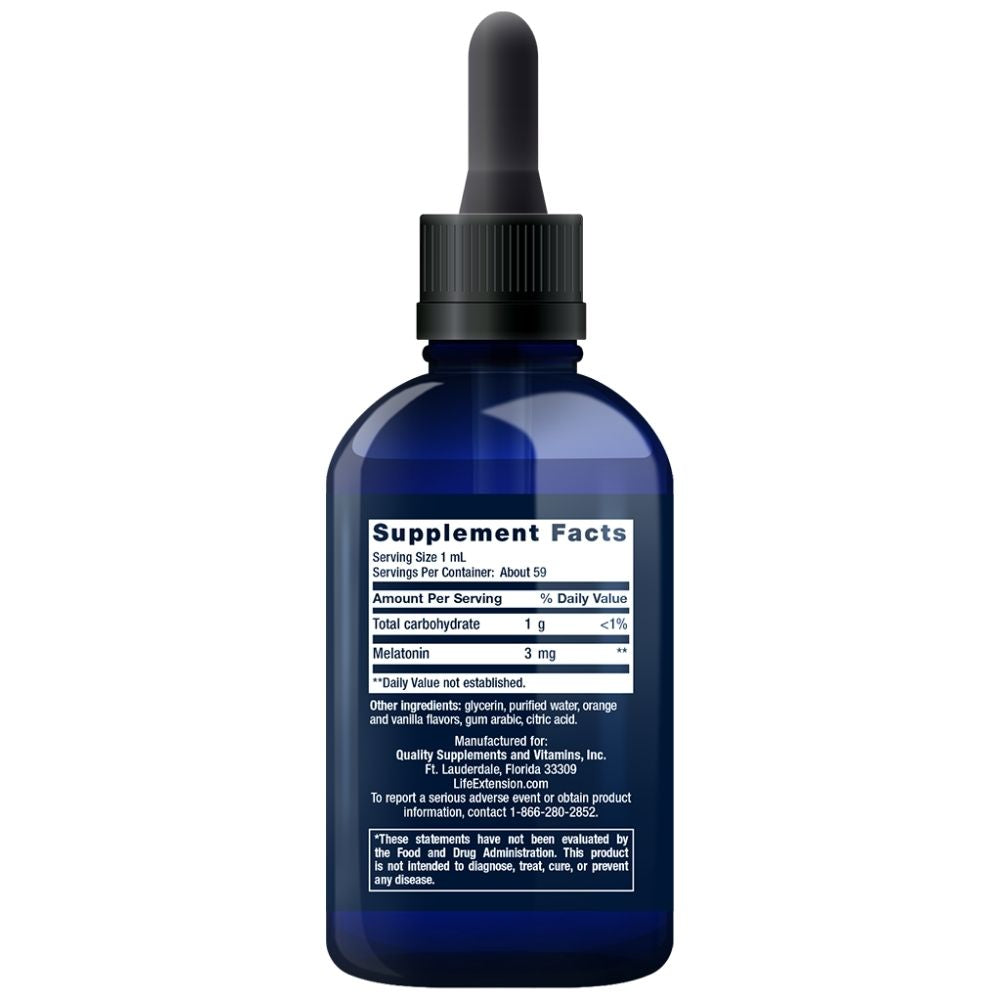 LIFE EXTENSION ātras iedarbības šķidrais melatonīns – 59 ml