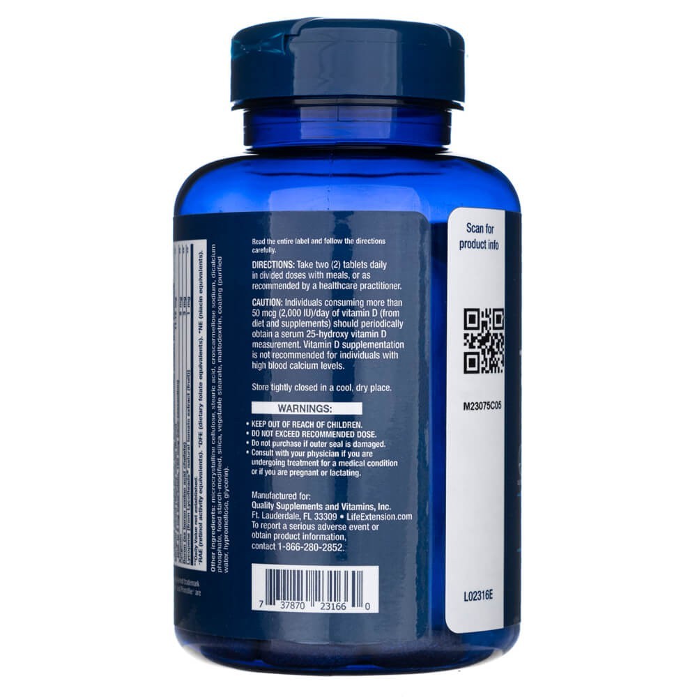 LIFE EXTENSION divas tabletes dienā (multivitamīni) — 60 tabletes