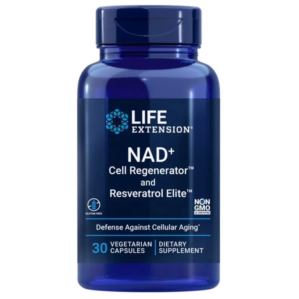 LIFE EXTENSION NAD+ Cell Regenerator™“ un Resveratrol Elite™ 300 mg – 30 kapsulas