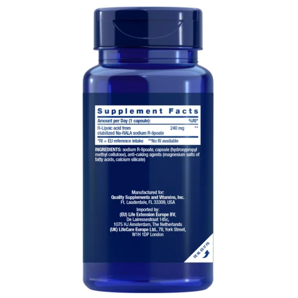 LIFE EXTENSION R-alfa lipoīnskābe (Na-RALA) - 60 kapsulas