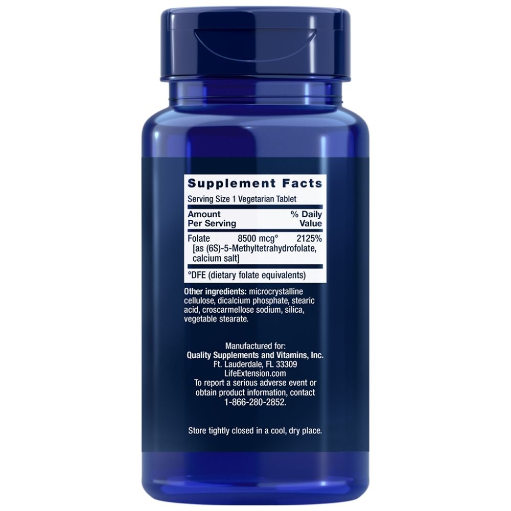 LIFE EXTENSION augstas stiprības optimizētais folāts 8500 mcg – 30 tabletes