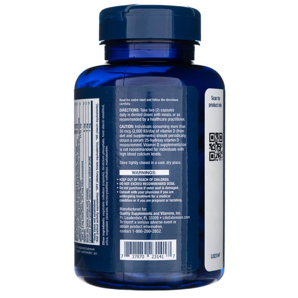 LIFE EXTENSION divas kapsulas dienā (multivitamīni) - 120 kapsulas