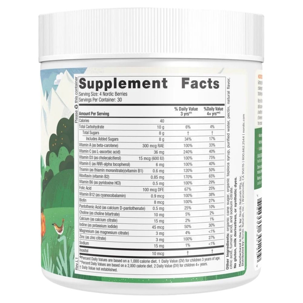 Nordic Naturals multivitamīnu gumijas konfektes, apelsīnu un citronu garša – 120 gab.