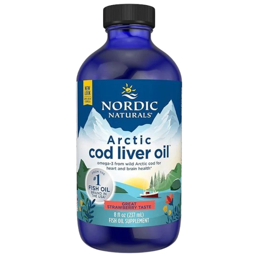 Nordic Naturals mencu aknu eļļa ar zemeņu garšu, 237 ml