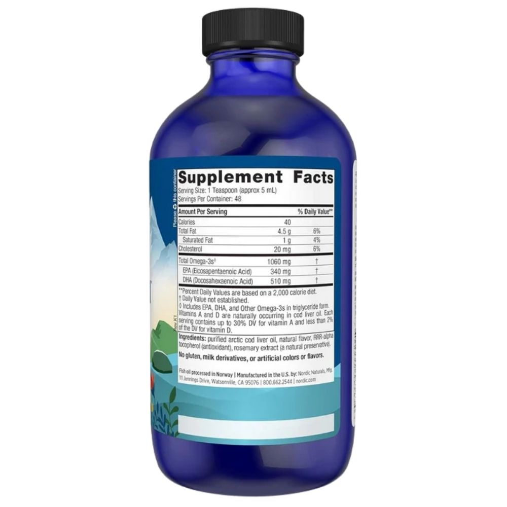 Nordic Naturals mencu aknu eļļa ar zemeņu garšu, 237 ml
