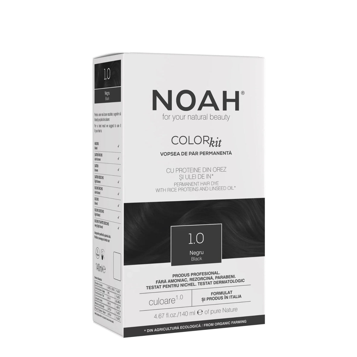 Noah, Ilgtermiņa matu krāsa, Ilgtermiņa matu krāsa, 1.0 Melna, 140 ml