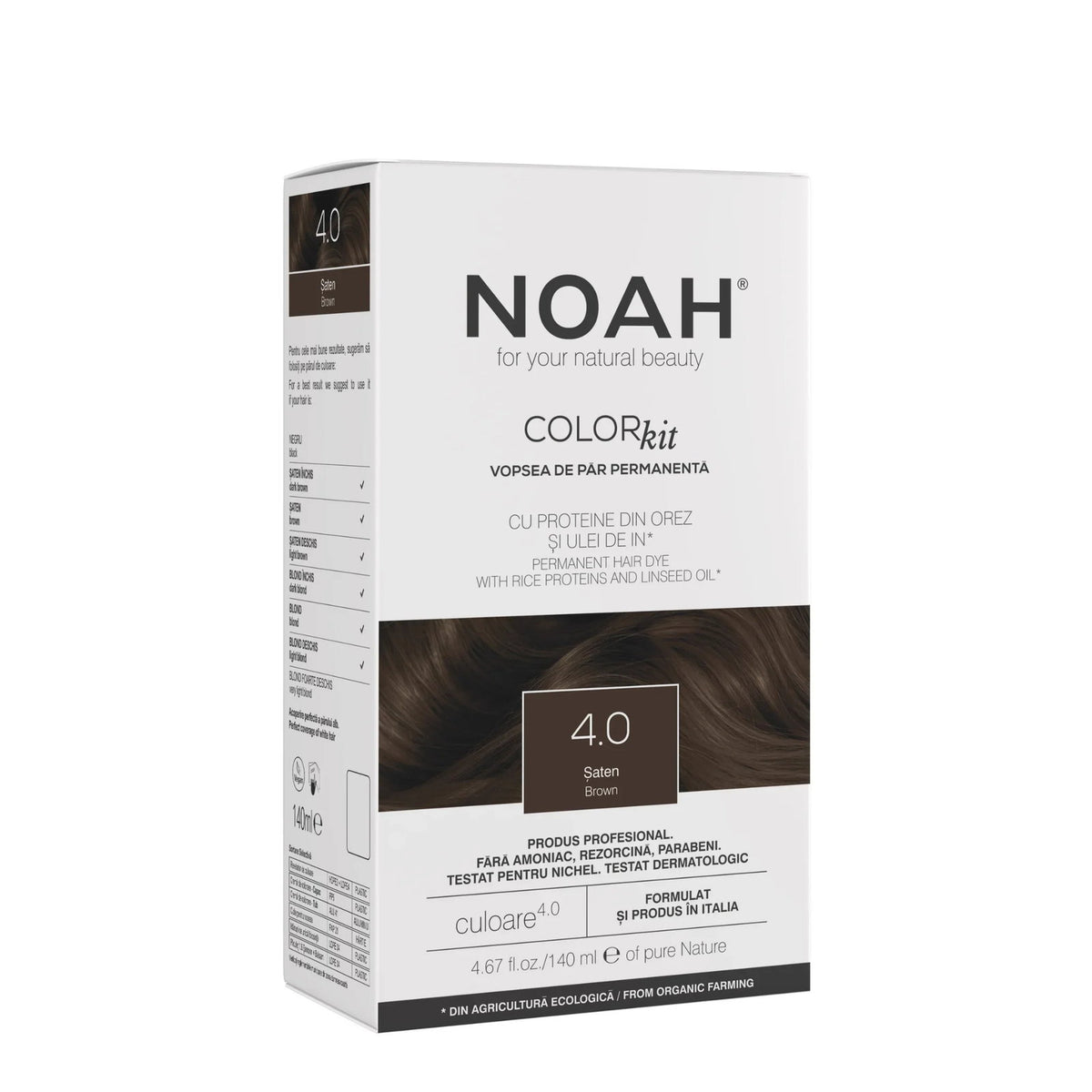 Noah, Ilgalaikiai plaukų dažai, Ilgalaikiai plaukų dažai, 4.0 Ruda, 140 ml