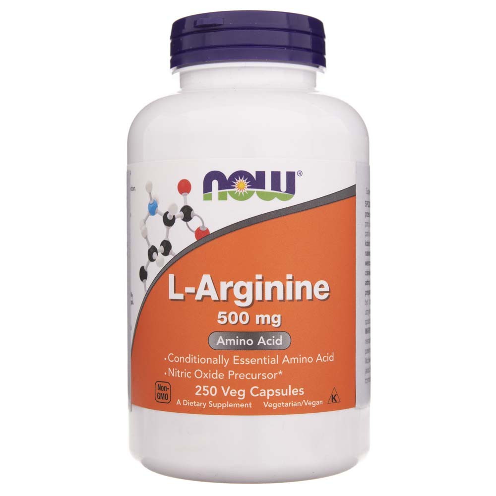 NOW FOODS L-arginīns 500 mg – 250 kapsulas