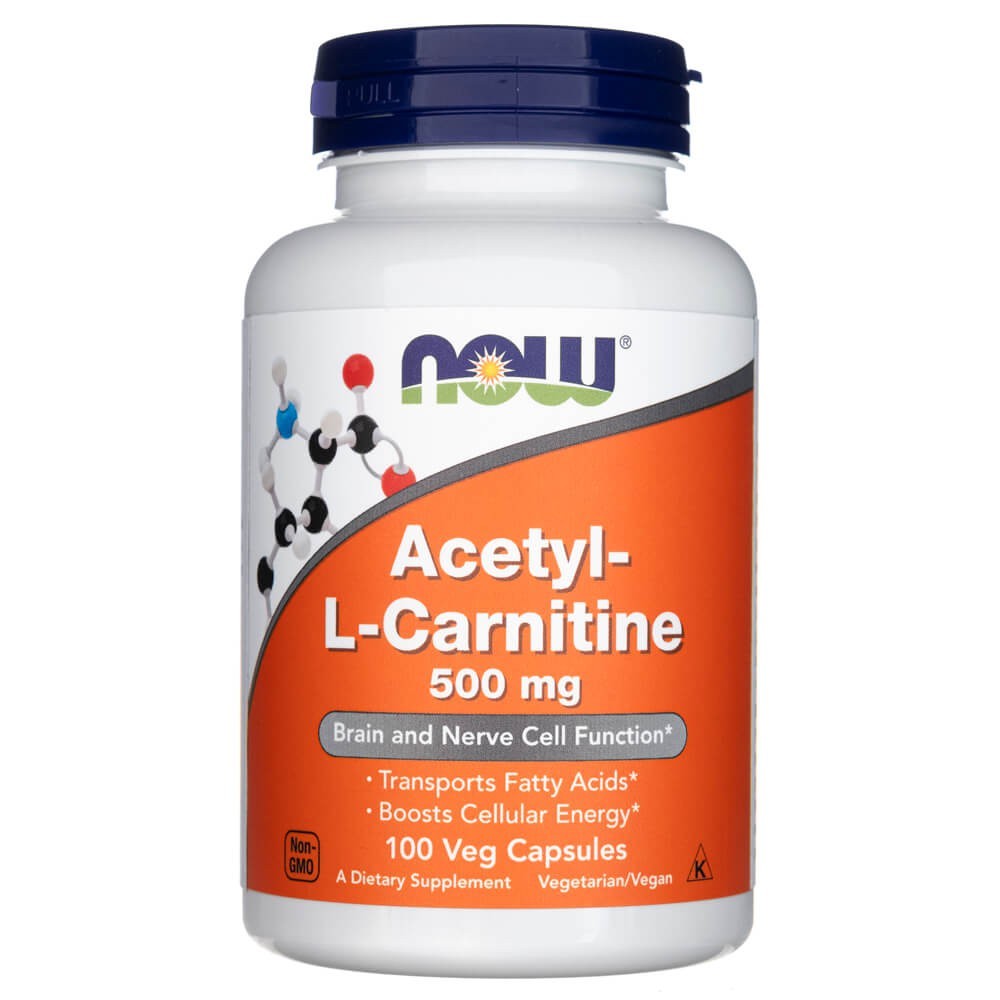 NOW FOODS acetil-L-karnitīns 500 mg – 100 kapsulas
