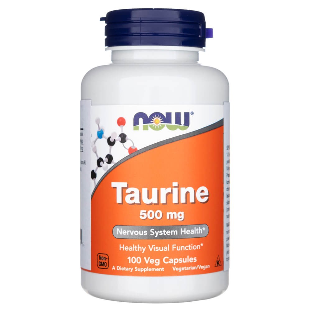 NOW FOODS taurīns 500 mg – 100 kapsulas