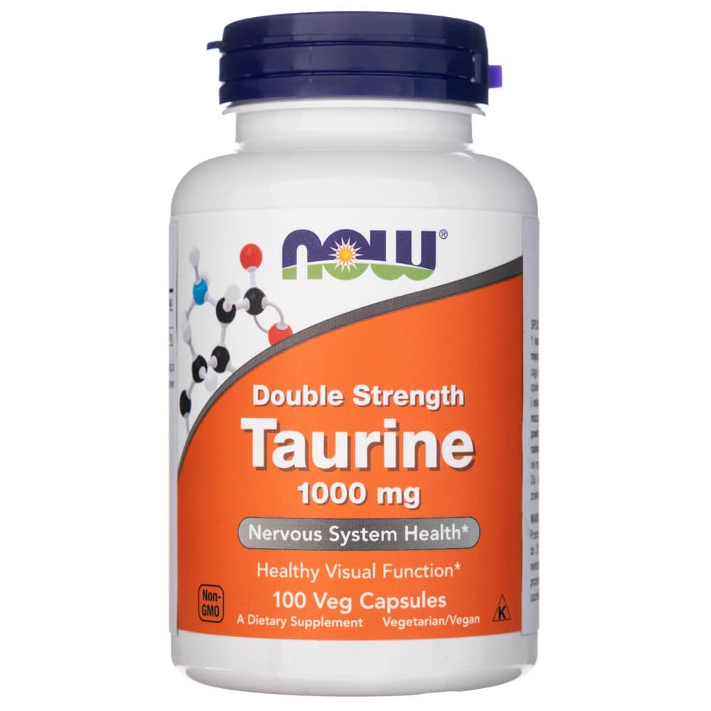 NOW FOODS taurīns, dubultā stipruma 1000 mg – 100 kapsulas