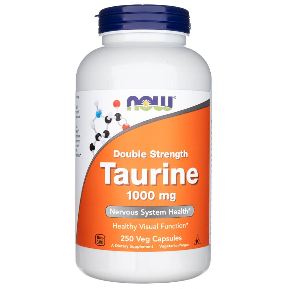 NOW FOODS taurīns, divkāršs stiprums, 1000 mg – 250 kapsulas