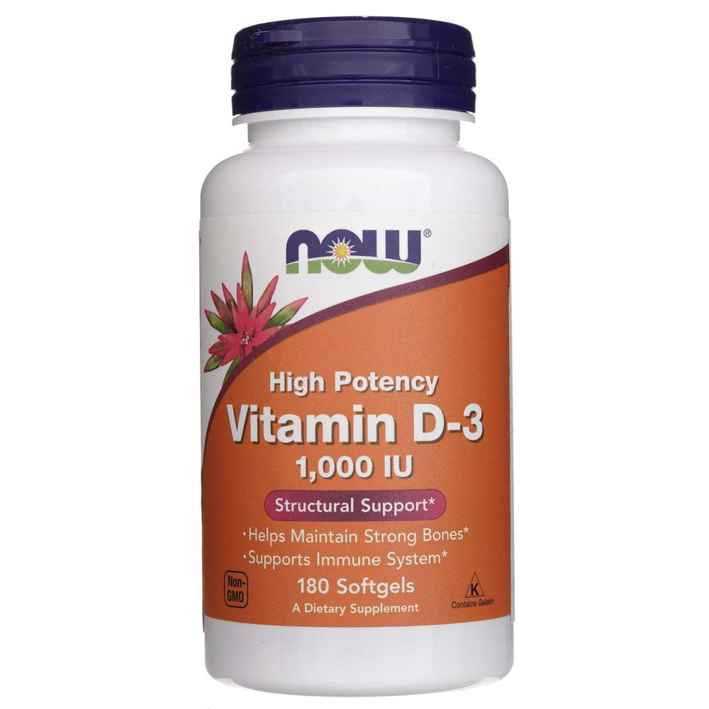NOW FOODS D3 vitamīns 1000 SV – 180 kapsulas