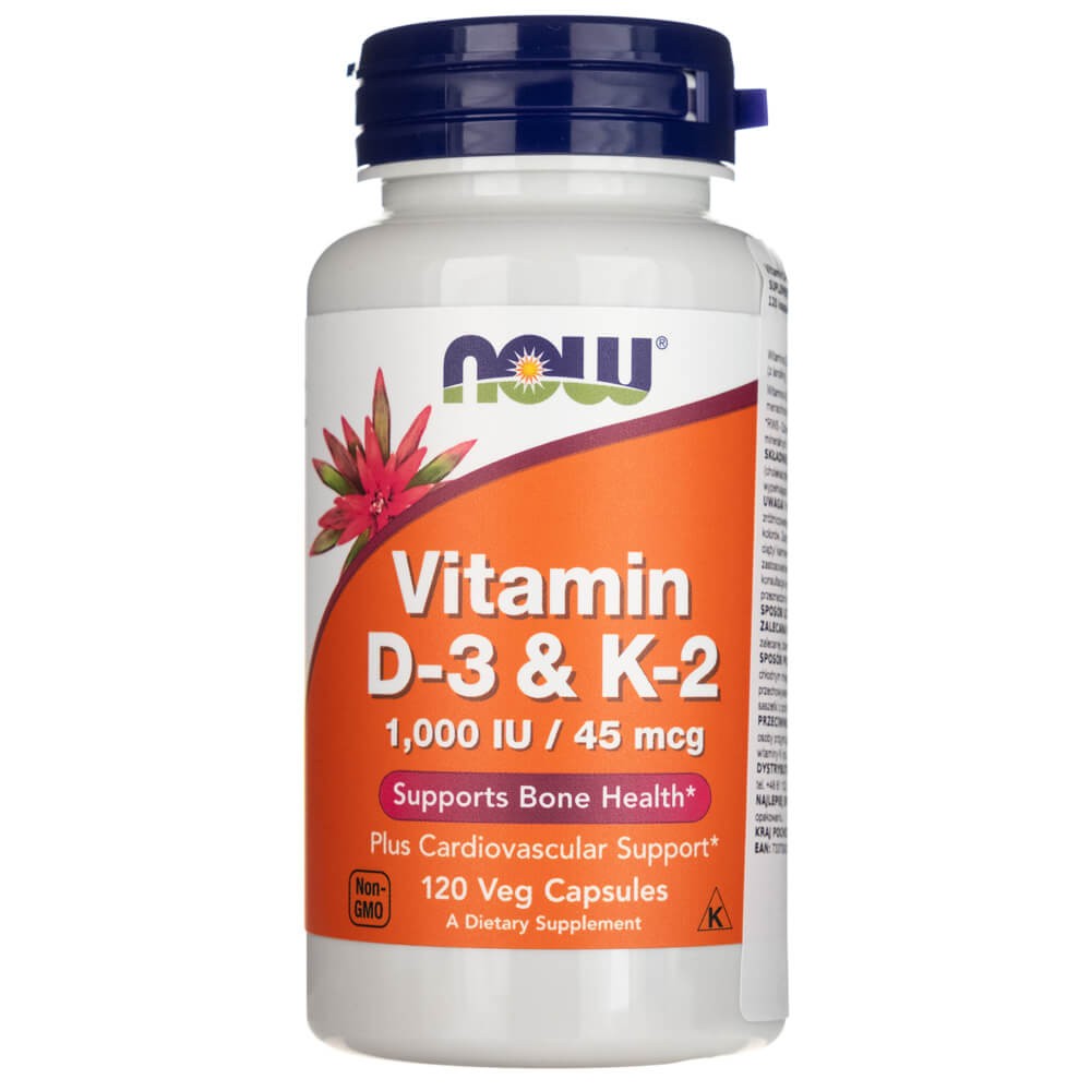 NOW FOODS vitamīni D-3 un K-2 – 120 kapsulas