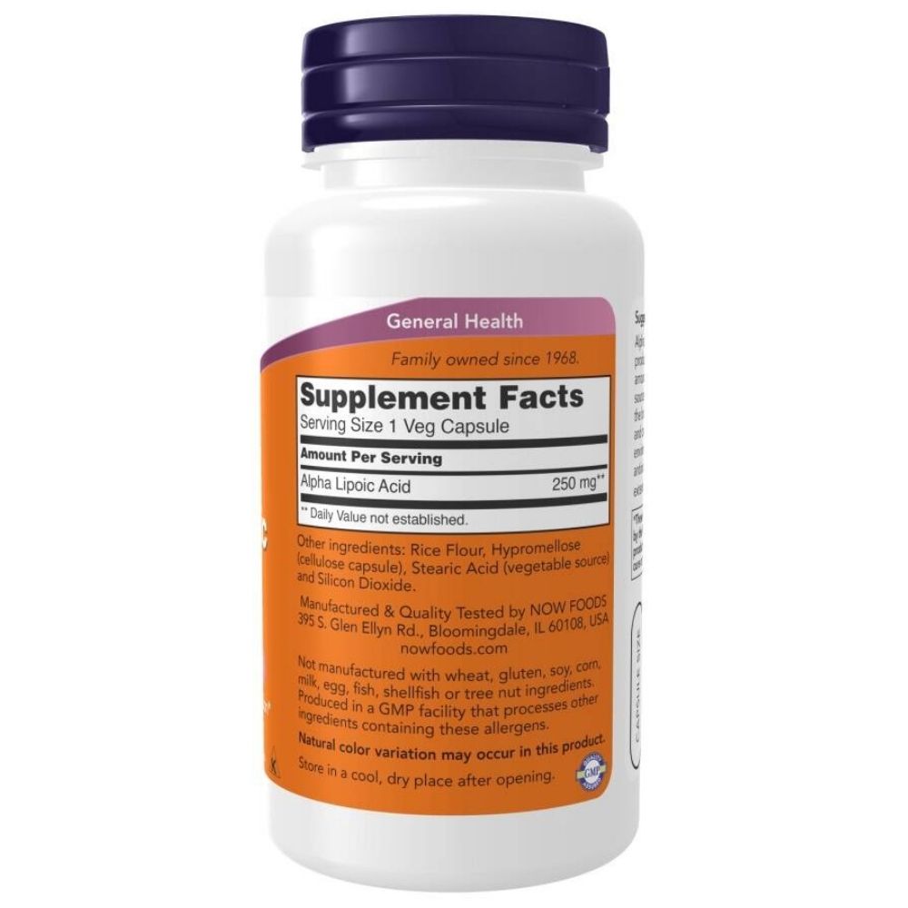 NOW FOODS alfa liposkābe 250 mg – 60 kapsulas