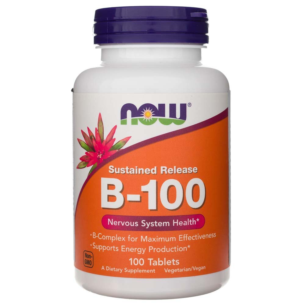 NOW FOODS B-100 vitamīns ar pagarinātu atbrīvošanos – 100 tabletes
