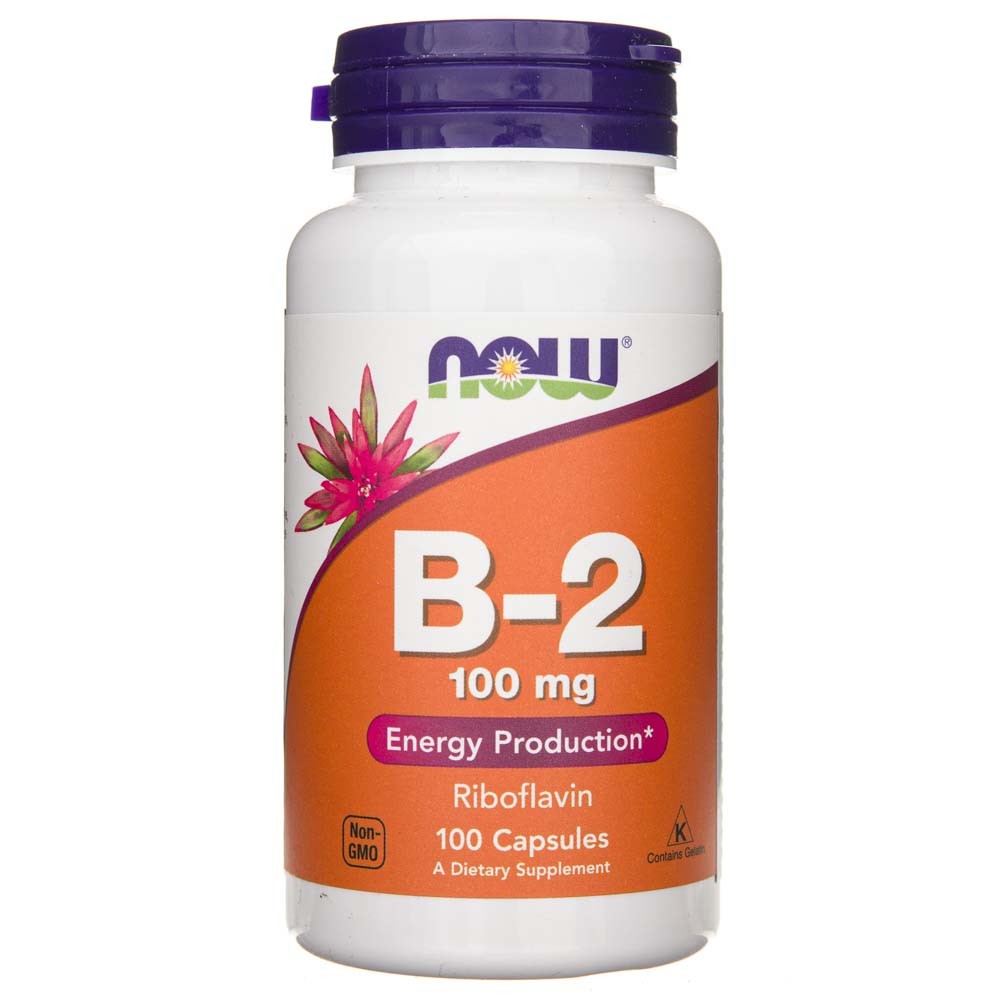 NOW FOODS vitamīns B-2 100 mg – 100 kapsulas
