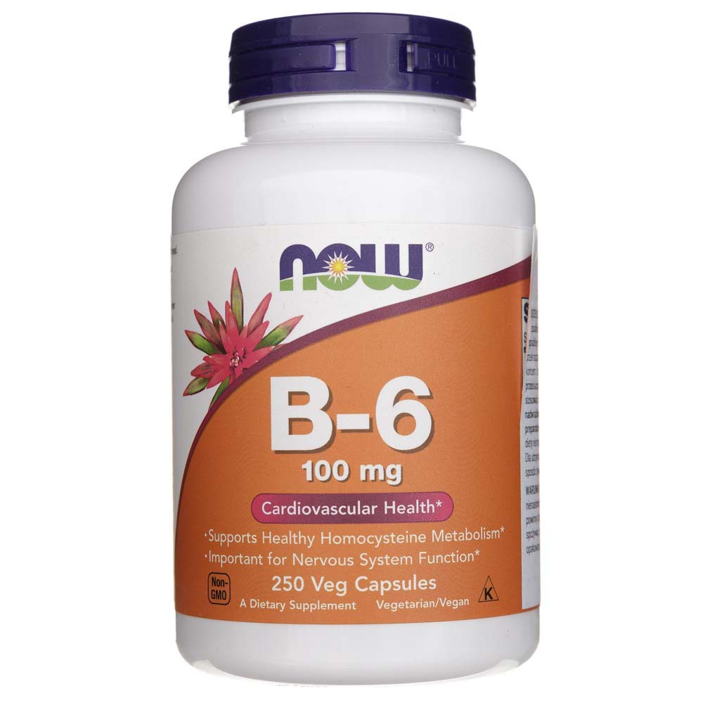 NOW FOODS vitamīns B-6 100 mg – 250 kapsulas