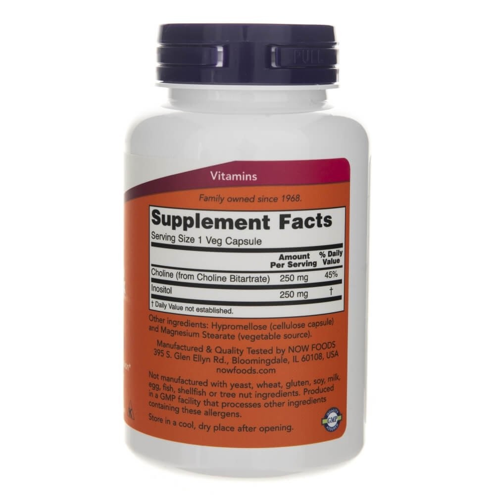 NOW FOODS holīns un inozīts – 100 kapsulas
