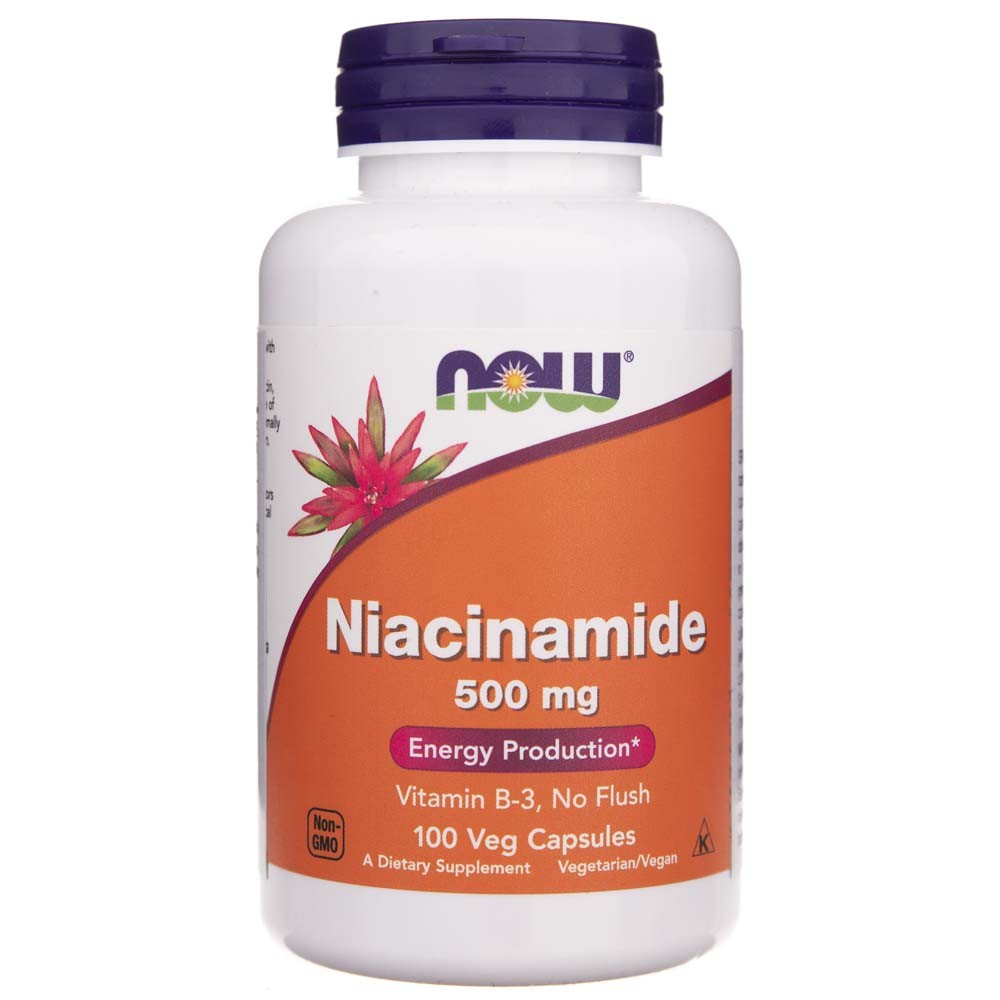 NOW FOODS Niacīnamīds 500 mg – 100 kapsulas