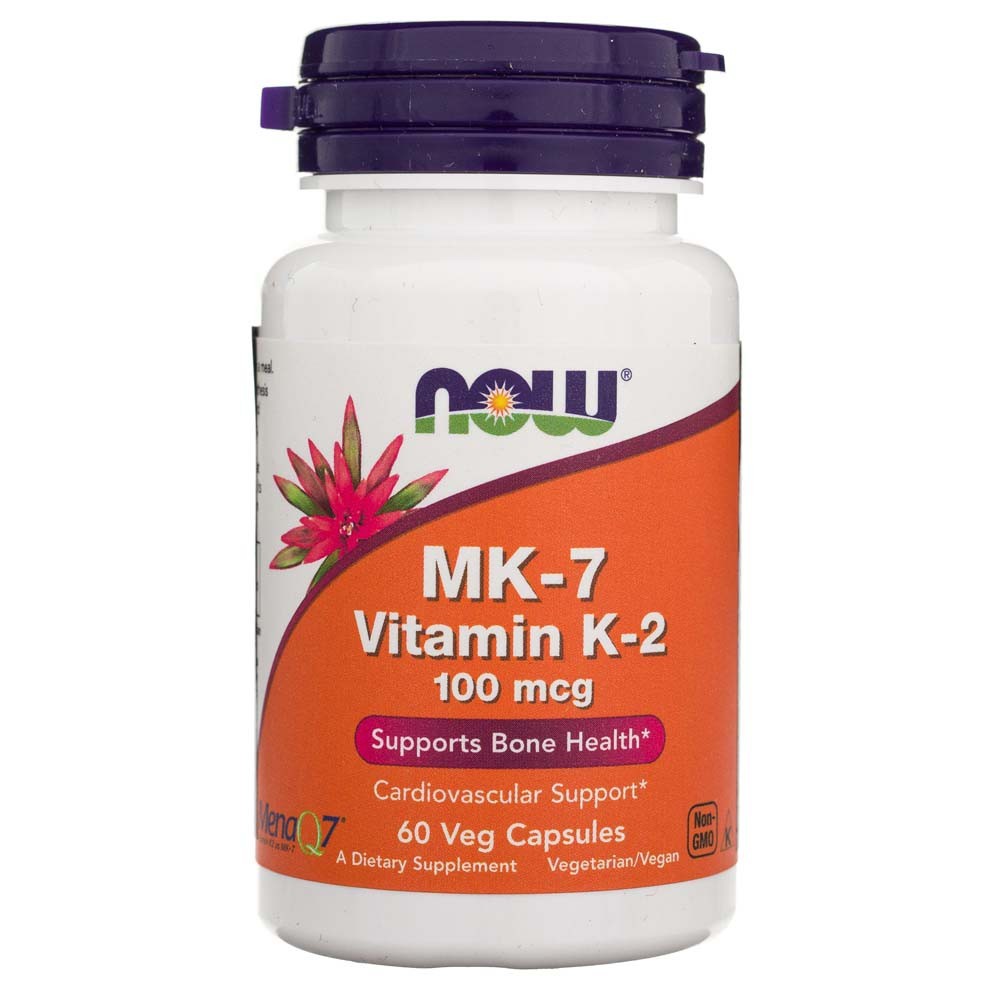 NOW FOODS vitamīns K2 MK-7 100 µg – 60 kapsulas