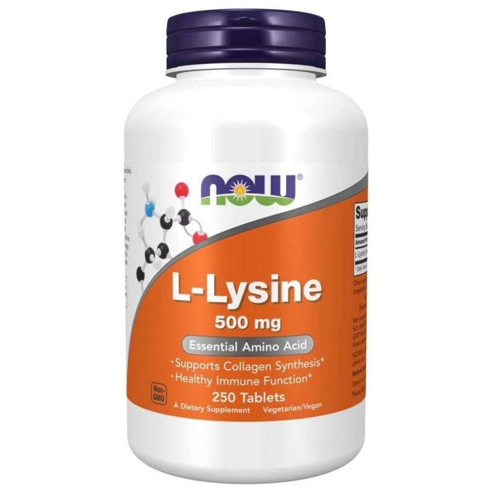 NOW FOODS L-lizīns 500 mg – 250 tabletes
