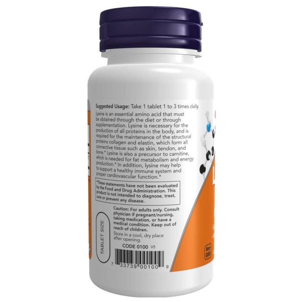 NOW FOODS L-lizīns 500 mg – 250 tabletes