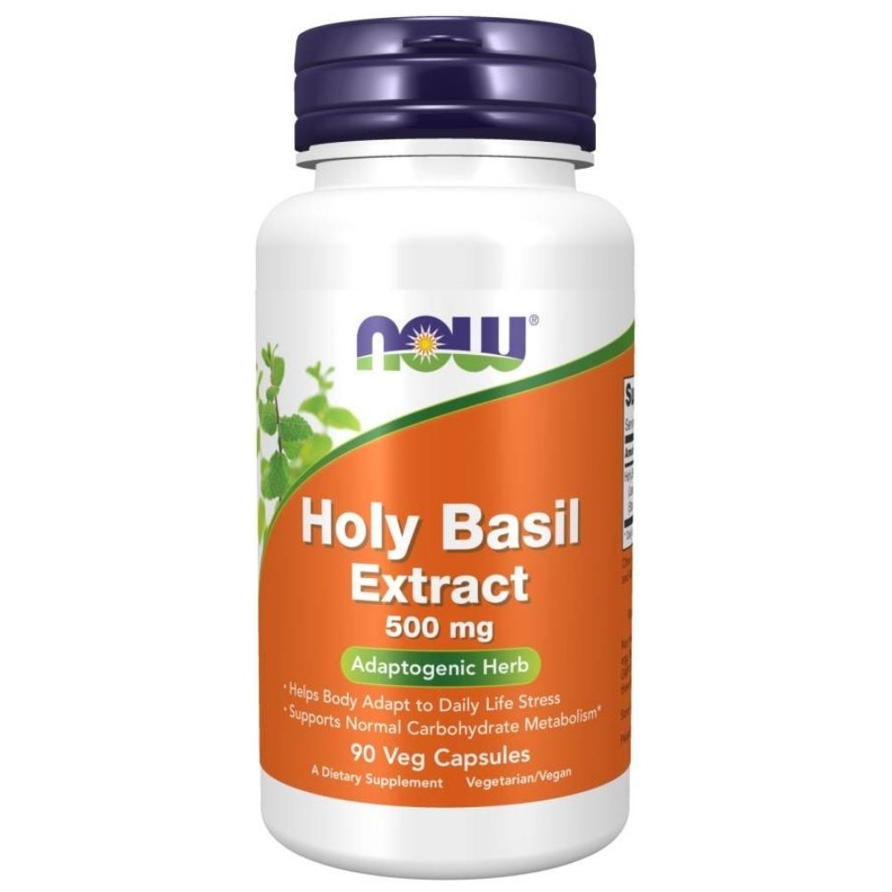 NOW FOODS Tulsi lapu ekstrakts 500 mg (svētais baziliks) – 90 kapsulas