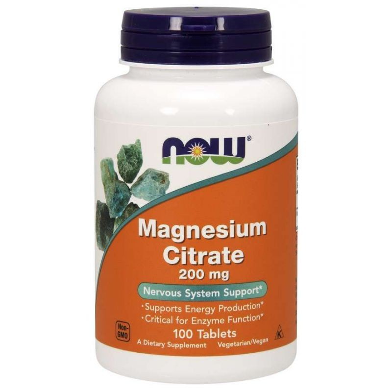 NOW FOODS magnija citrāts 200 mg – 100 tabletes